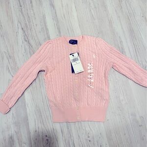 Light Pink Polo Ralph Lauren Cable Knit Girls Cardigan Size 5 NWT